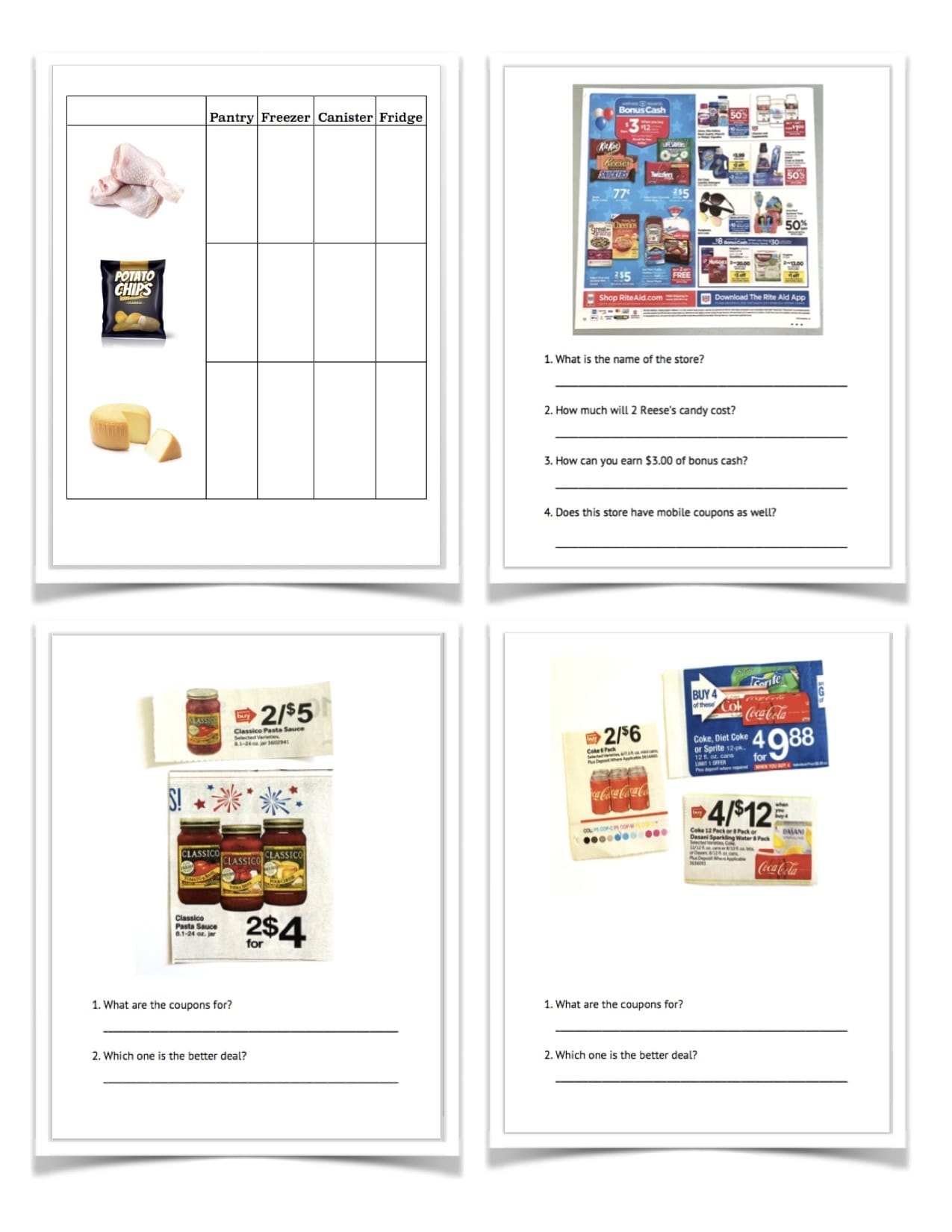 Functional Reading Activities Groceries Functional Reading Activities Groceries