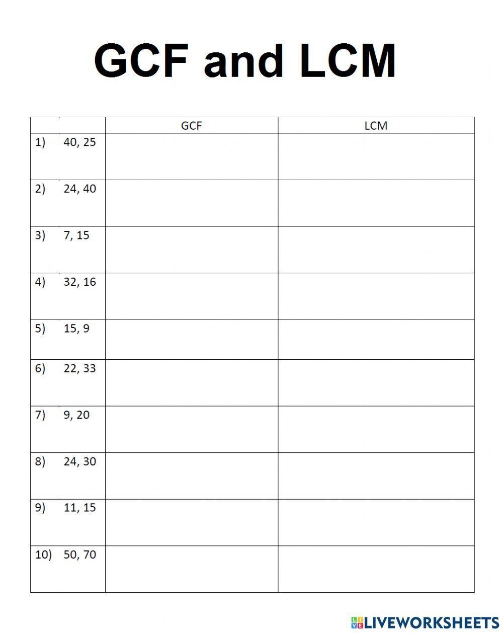GCF And LCM Live Worksheets Worksheets Library GCF And LCM Live Worksheets Worksheets Library
