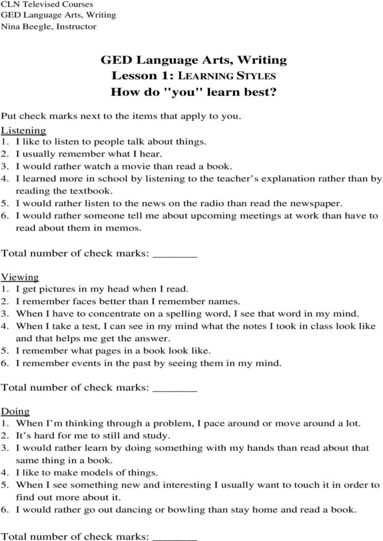 GED Language Arts Writing Lesson 1 Noun Overview Worksheet PDF Worksheets Library