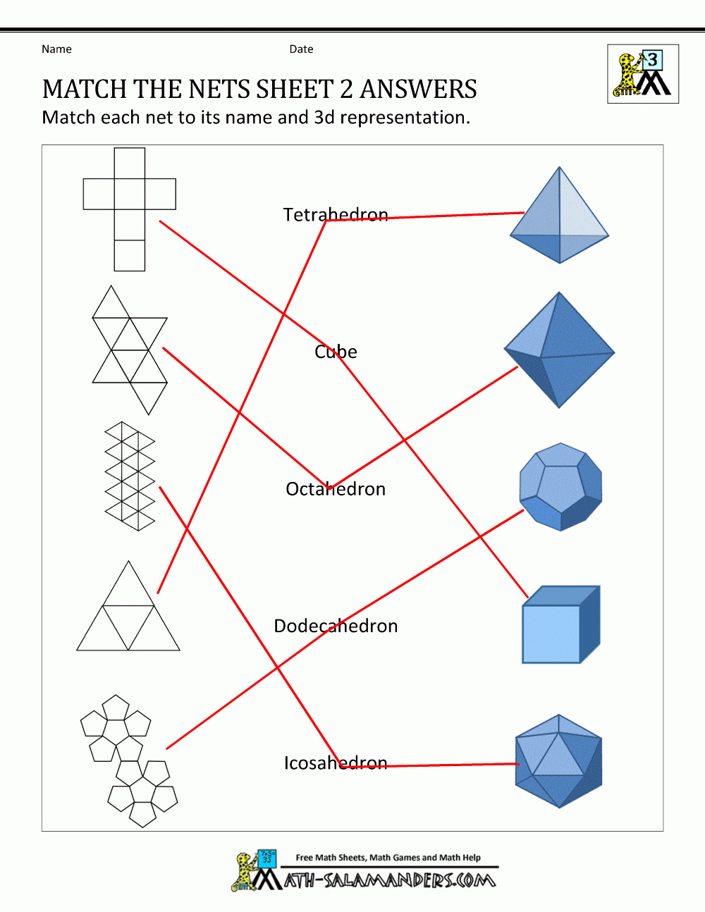 Free Printable Geometric Nets Worksheet