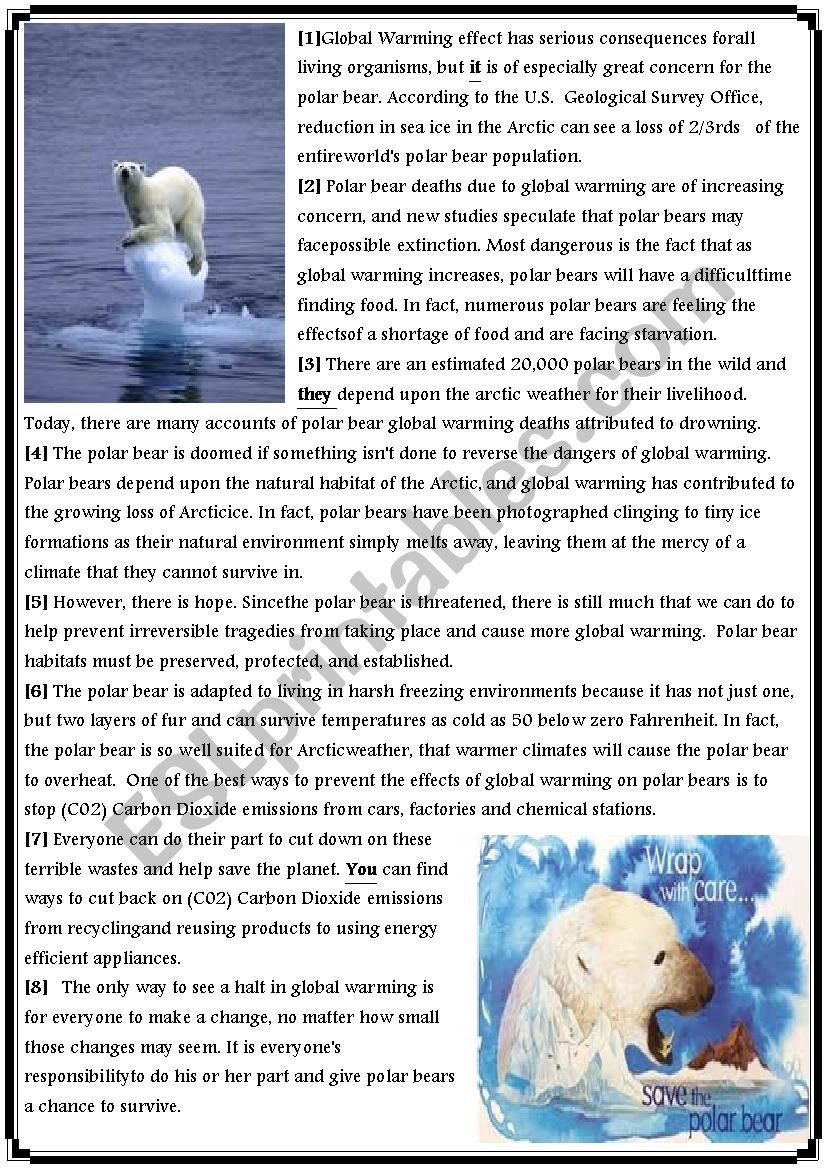 Global Warming Reading Comprehension Test ESL Worksheet By Hisham Global Warming Reading Comprehension Test ESL Worksheet By Hisham