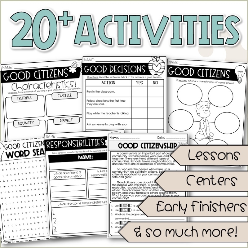 Good Citizenship Activities Social Studies Lesson Plans And Worksheets Priceless Ponderings
