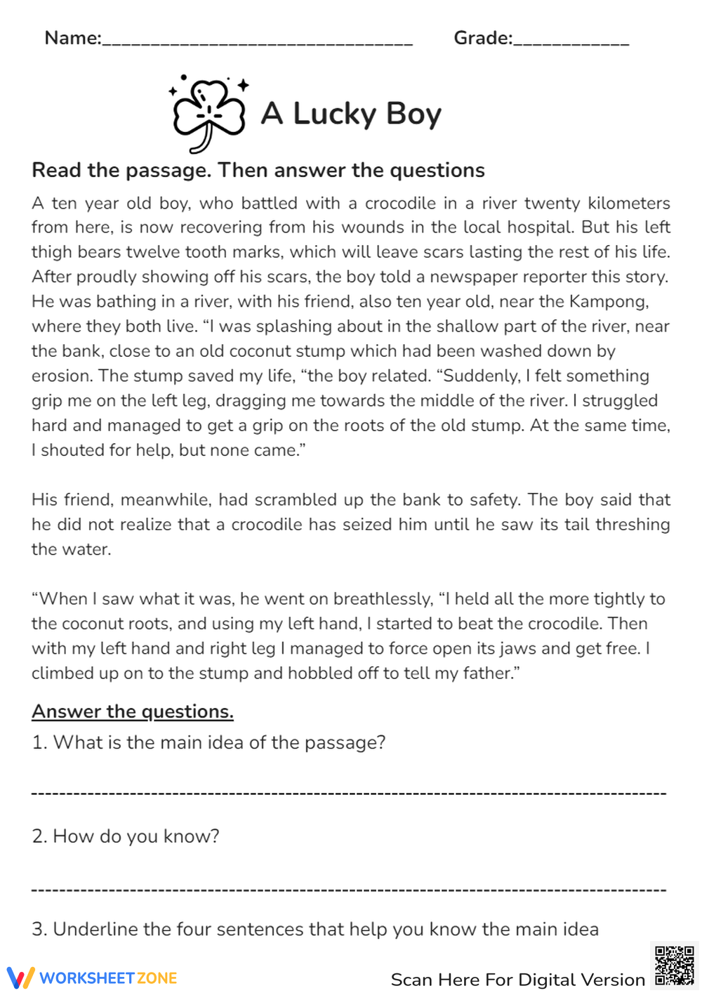 Grade 7 Reading Comprehension Worksheets 2025