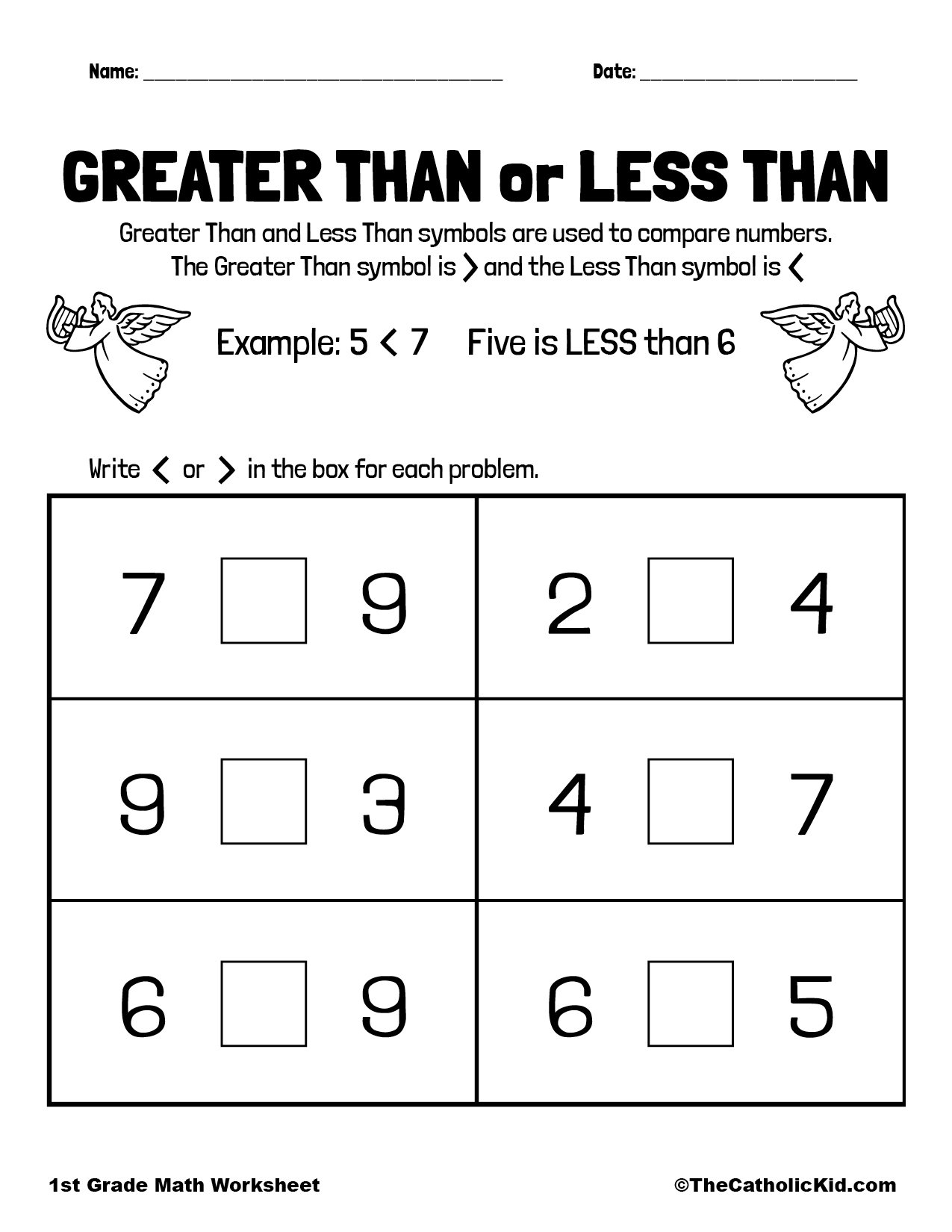 Great Than Or Less Than 1st Grade Math Worksheet Catholic Great Than Or Less Than 1st Grade Math Worksheet Catholic