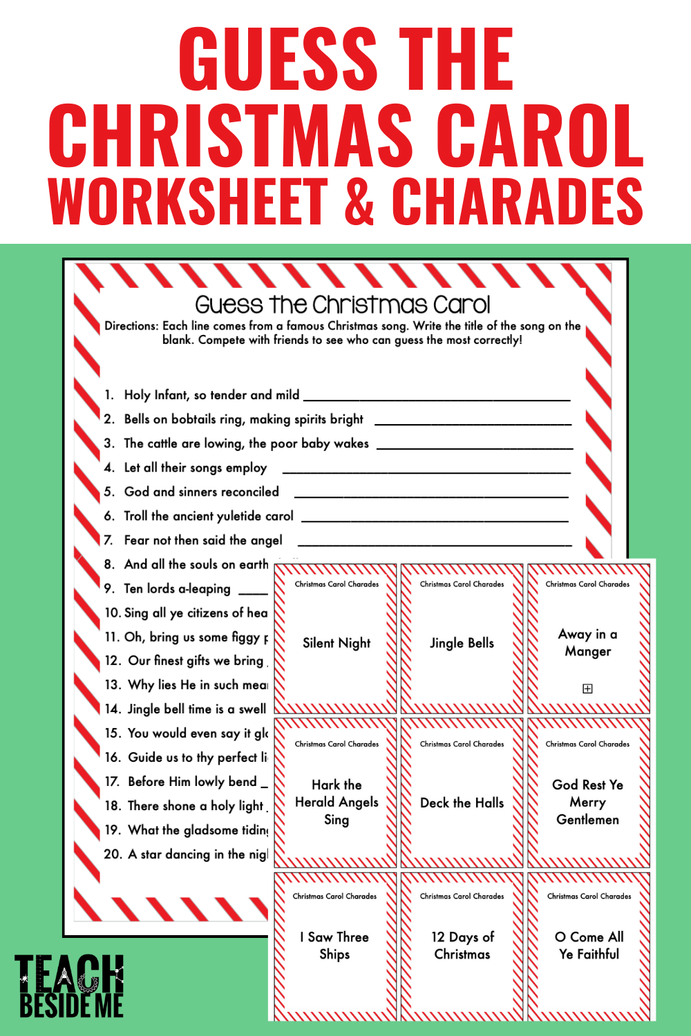 Guess The Christmas Carol Worksheet U0026 Charades Teach Beside Me Guess The Christmas Carol Worksheet U0026 Charades Teach Beside Me