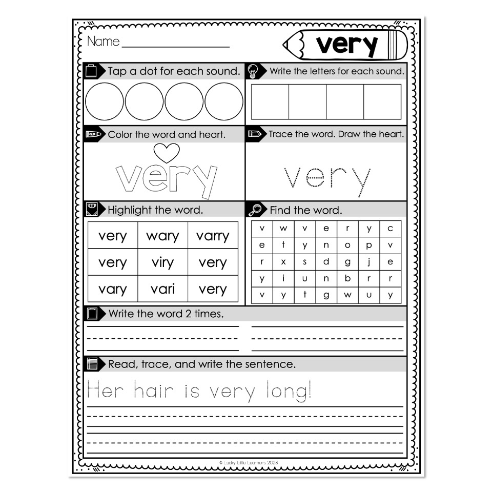 Heart Word Worksheets Sight Words Very Lucky Little Learners Heart Word Worksheets Sight Words Very Lucky Little Learners