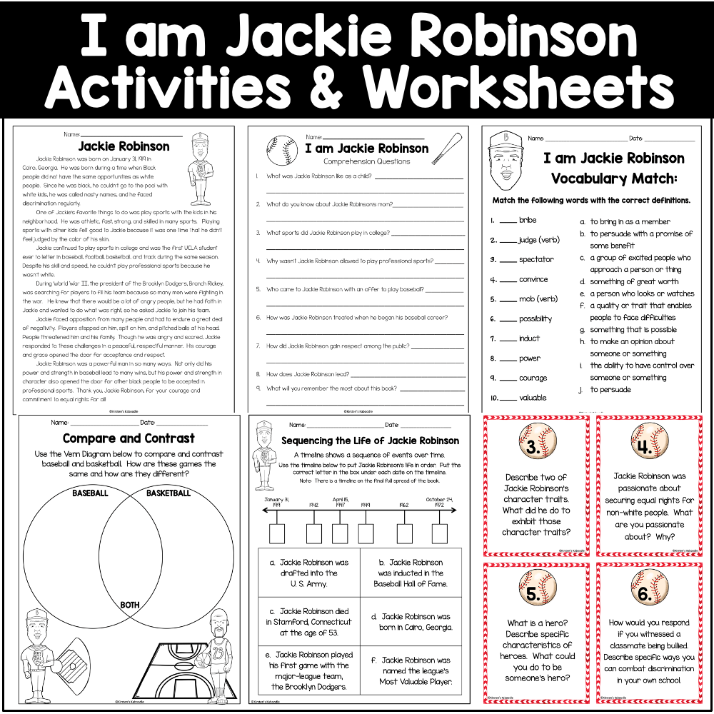 I Am Jackie Robinson Activities Brad Meltzer Literature Unit Worksheets Library I Am Jackie Robinson Activities Brad Meltzer Literature Unit Worksheets Library