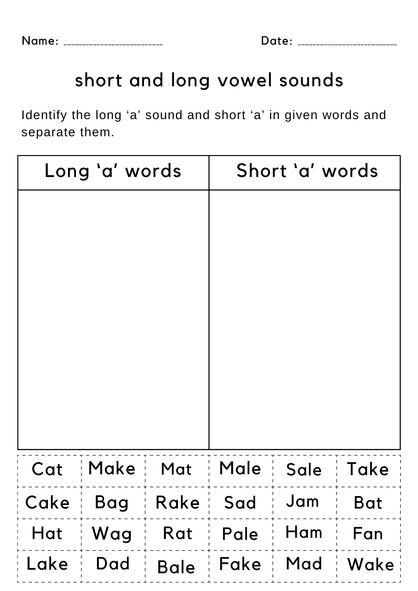 Free Printable Long I Sound Worksheets