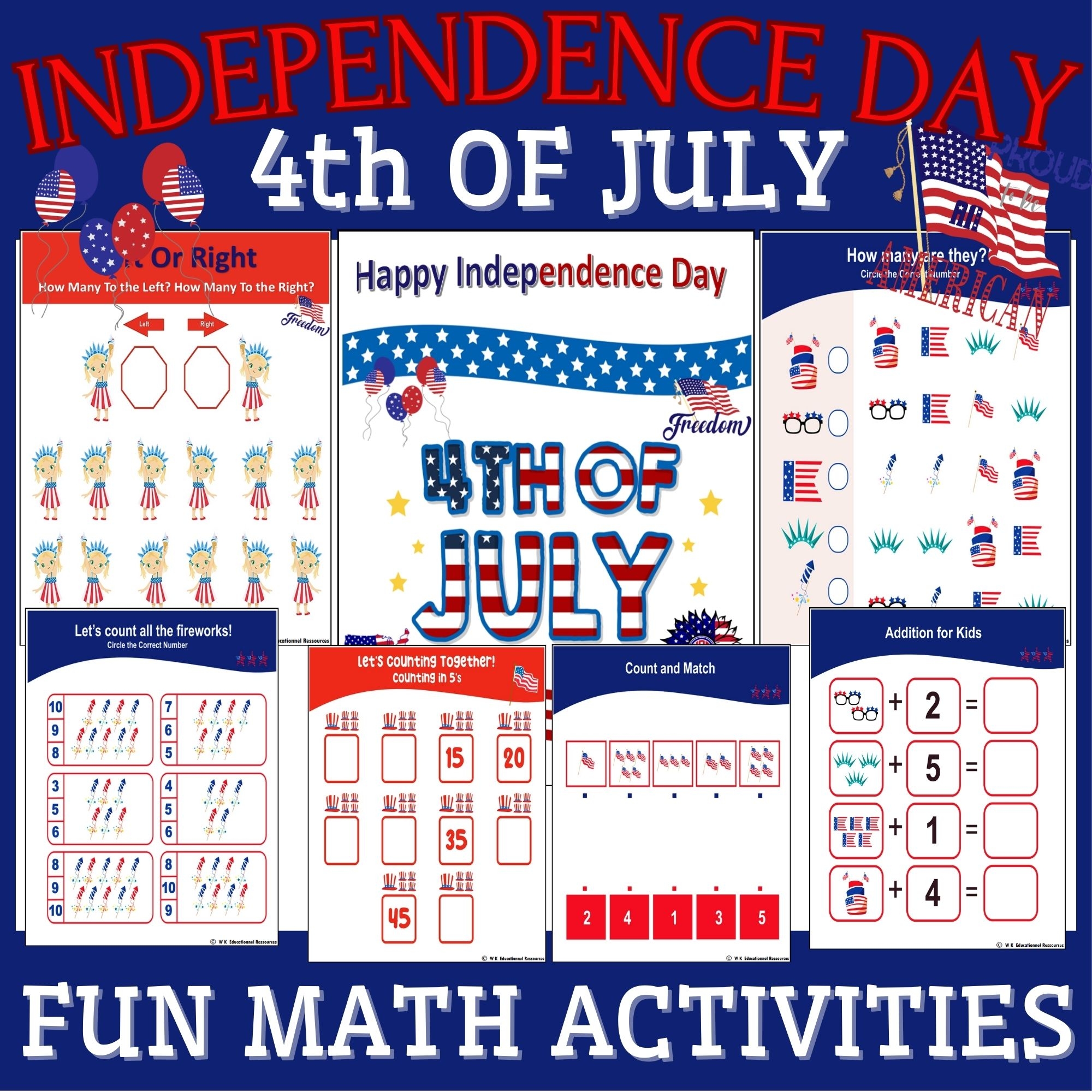 Independence Day Fun Activities Math 4th Of July Worksheets Math Summer Made By Teachers