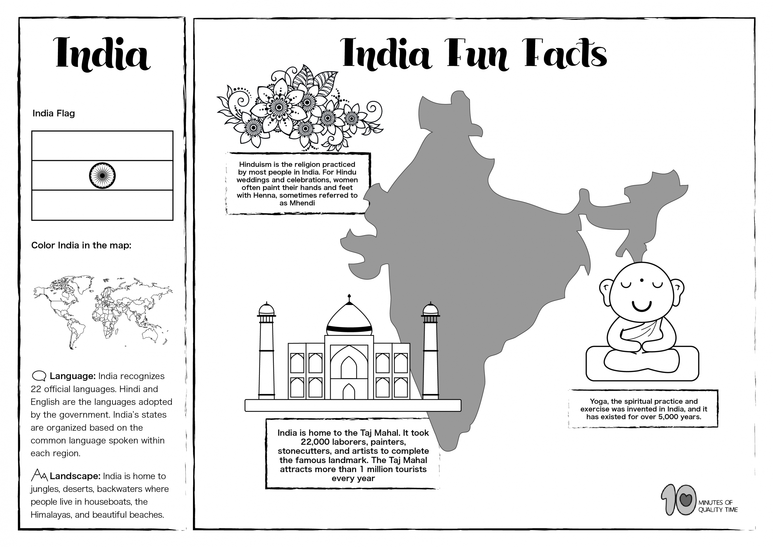 India Free Lesson Plan And Worksheets 10 Minutes Of Quality 