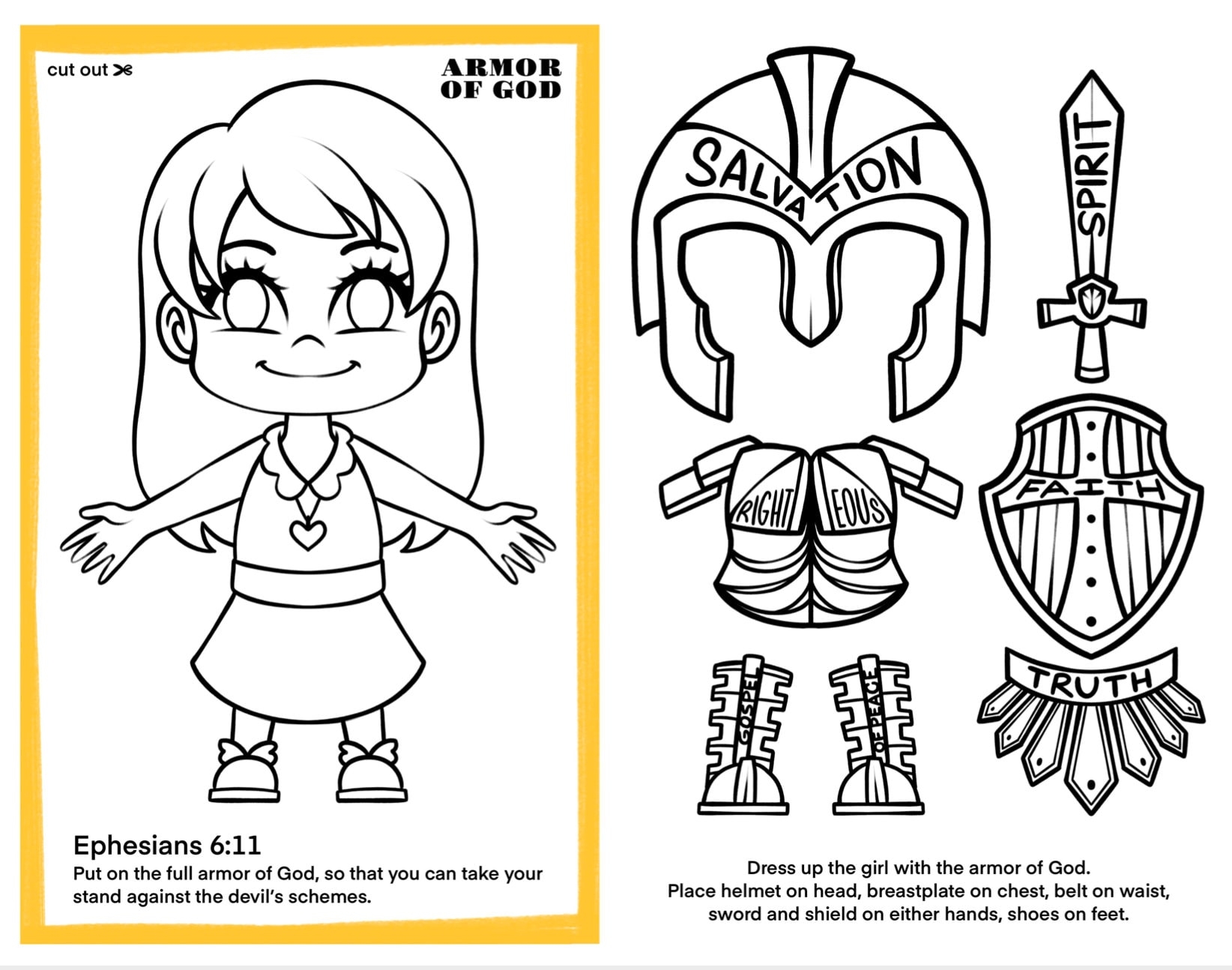 Instant Download Printable Armor Of God Cutout Activity Great For 