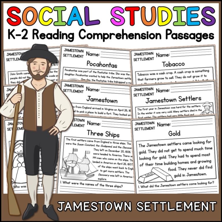 Jamestown Settlement Social Studies Reading Comprehension Passages K 2 Made By Teachers