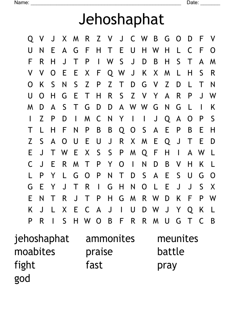 Jehoshaphat Word Search WordMint Jehoshaphat Word Search WordMint