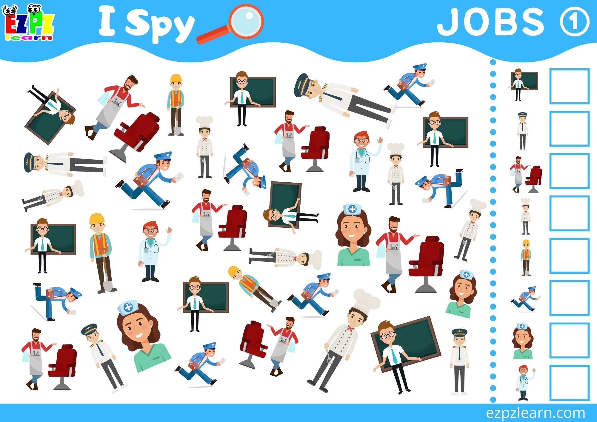 Jobs 1 Topic I Spy Game For Kids Free PDF Download Ezpzlearn