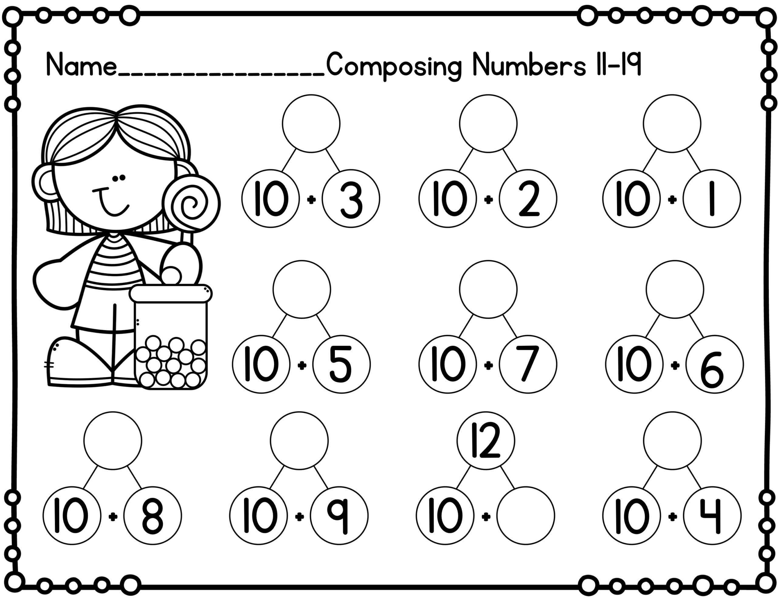 K 1 Teen Numbers Compose And Decompose W Number Bonds Worksheets Classful K 1 Teen Numbers Compose And Decompose W Number Bonds Worksheets Classful