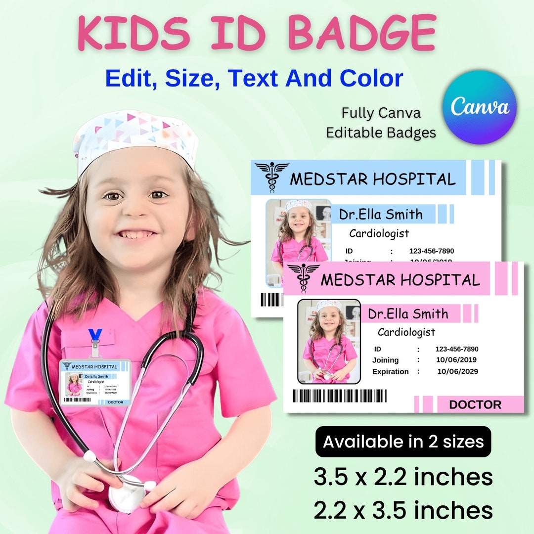 Kids Doctor ID Name Badge Doctor Badge Nurse Name Badge Medical ID Badge Editable Doctor Badge Pretend Play ID Card Template Etsy Kids Doctor ID Name Badge Doctor Badge Nurse Name Badge Medical ID Badge Editable Doctor Badge Pretend Play ID Card Template Etsy