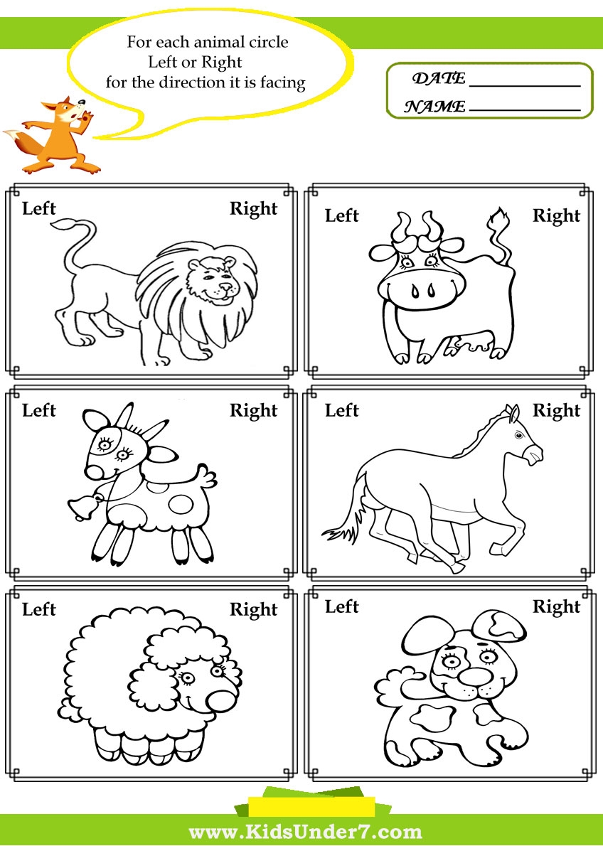 Free Left Right Worksheets Kindergarten