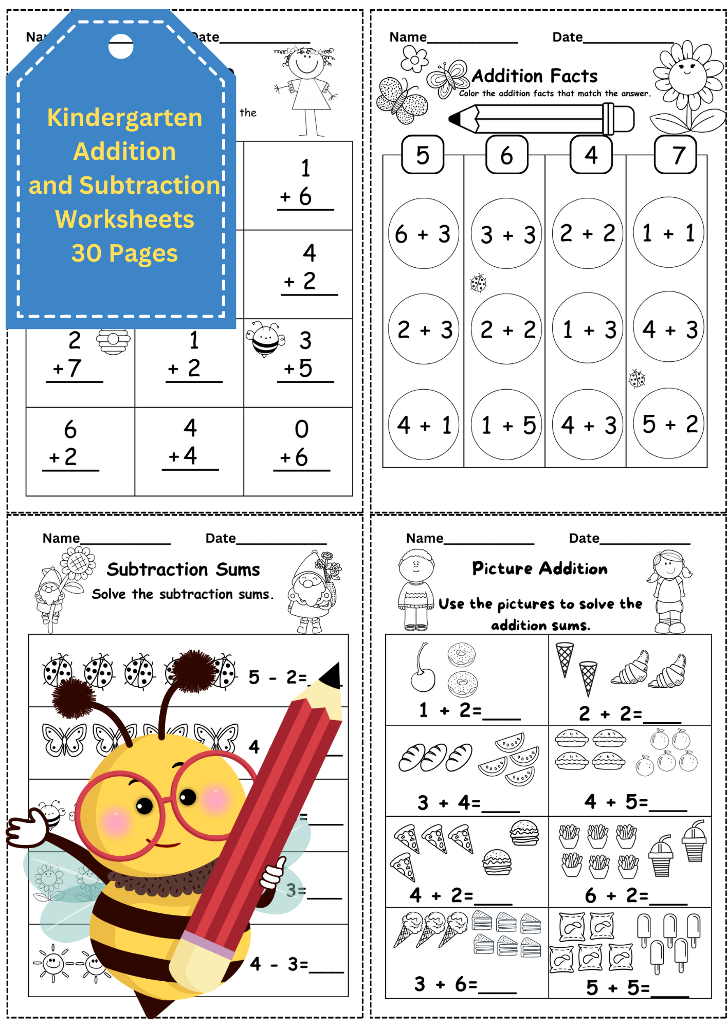 Addition And Subtraction Worksheets Kindergarten Free