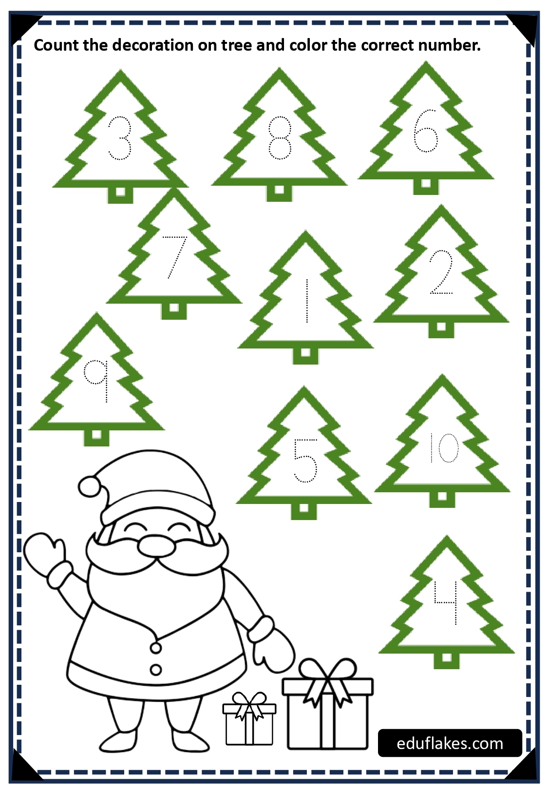 Kindergarten Christmas Free Worksheet Count And Trace Printable Kindergarten Christmas Free Worksheet Count And Trace Printable