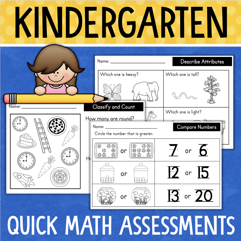 Kindergarten MATH Worksheets Practice Assessment Homework 
