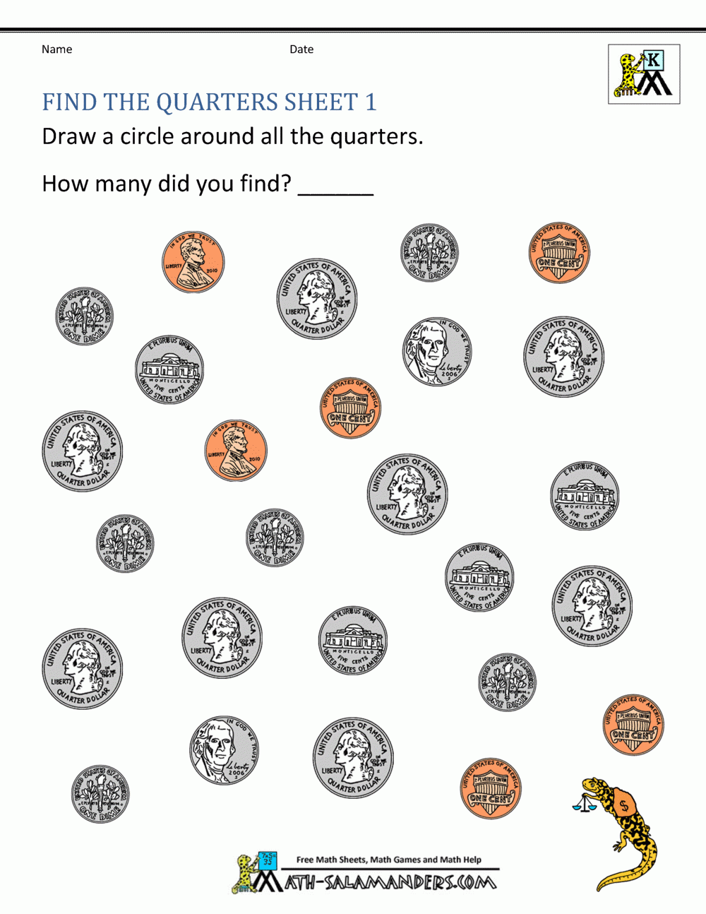 Kindergarten Money Worksheets 1st Grade