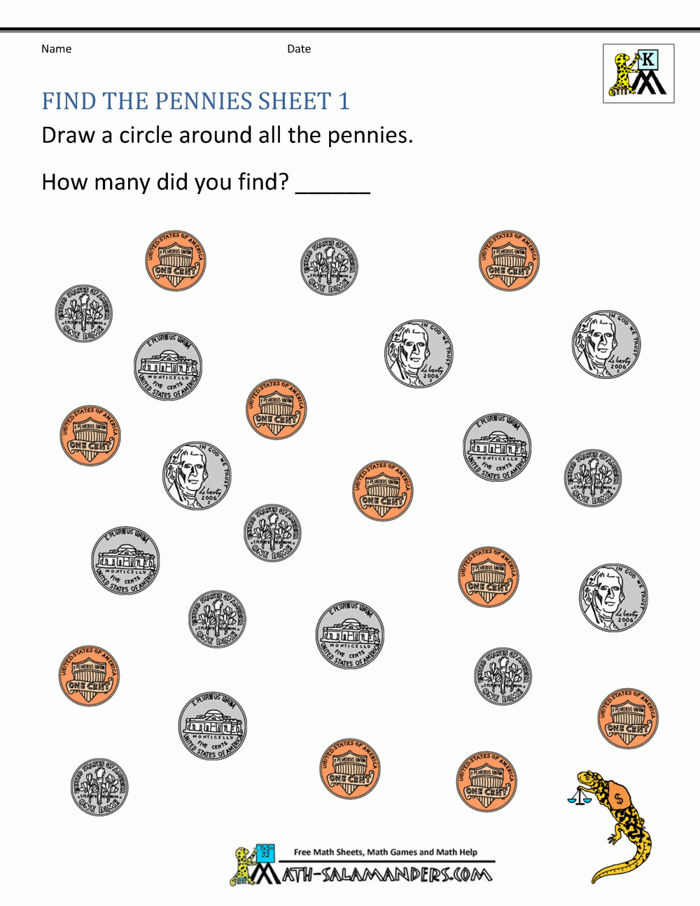 Kindergarten Money Worksheets 1st Grade Worksheets Library