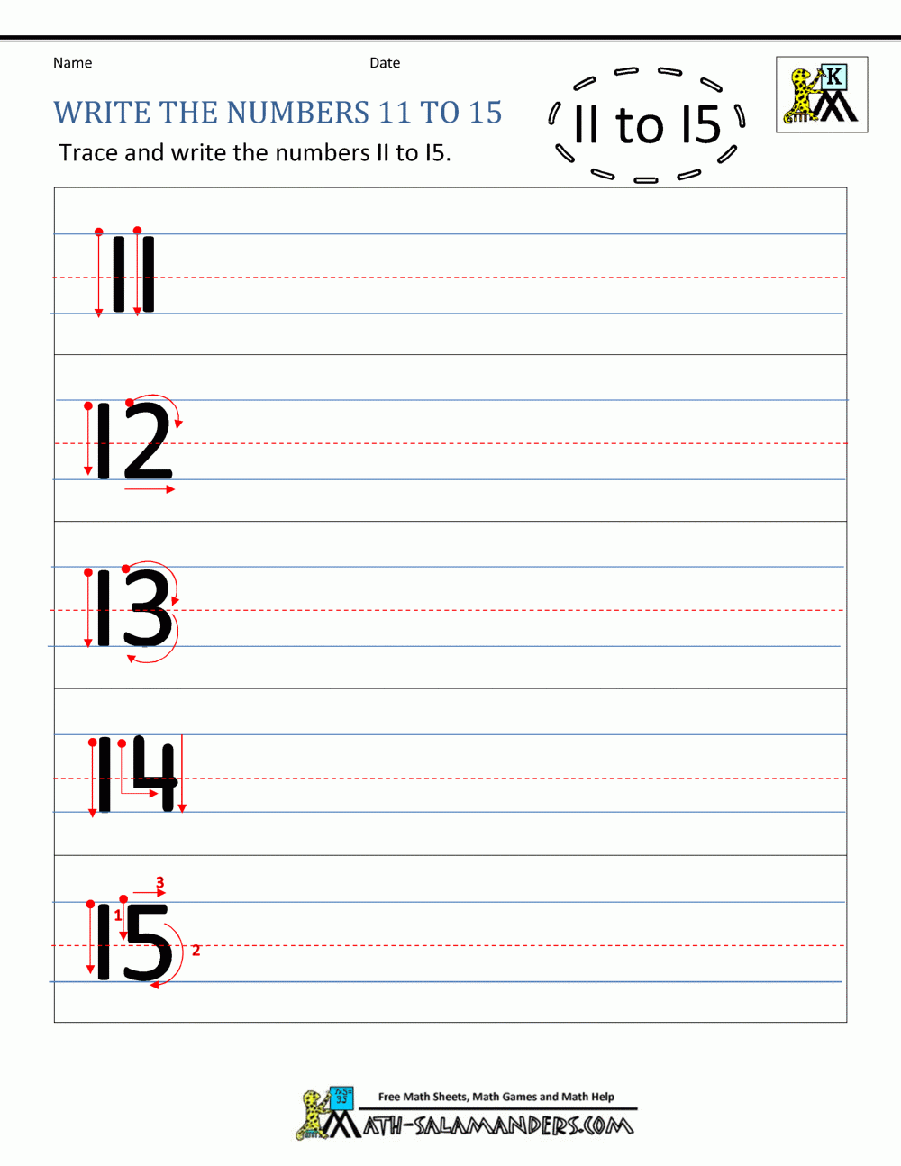 Free Printable Number Worksheets 11-20 Free Printable Number Worksheets 11-20