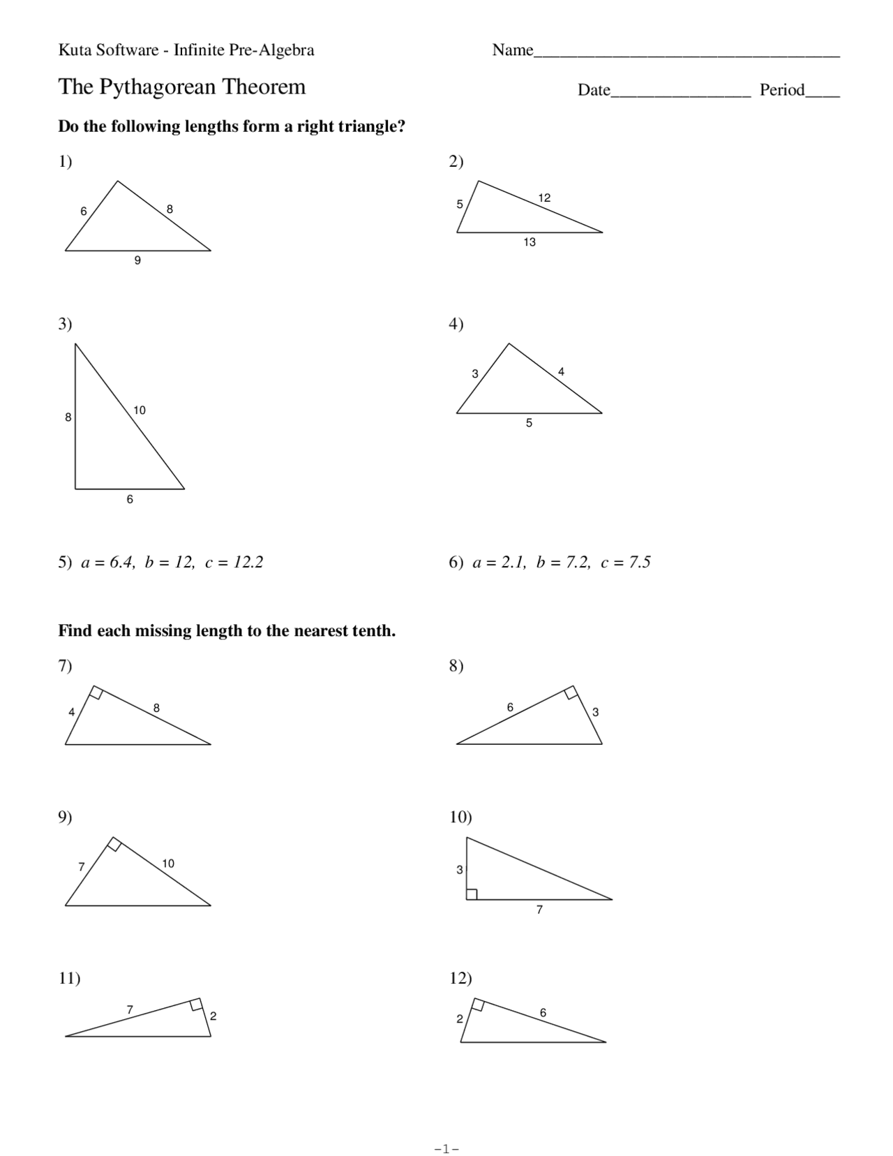 Kuta Software The Pythagorean Theorem And Its Converse Answers Kuta Software The Pythagorean Theorem And Its Converse Answers