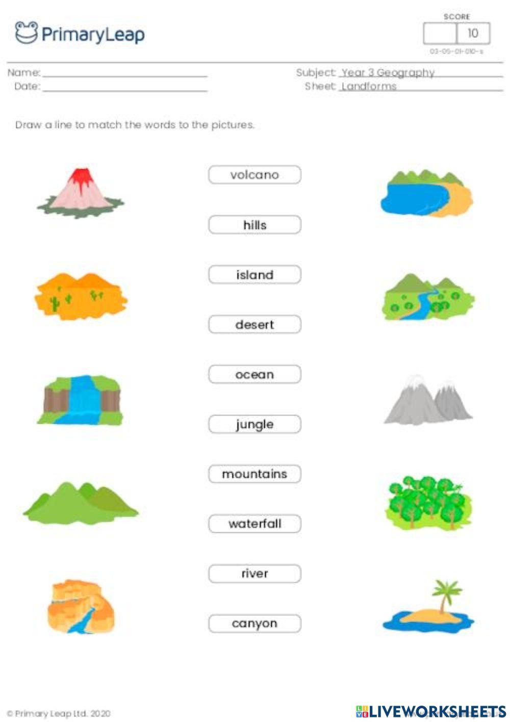 Landforms Interactive Worksheet For Kindergarten Live Worksheets Worksheets Library