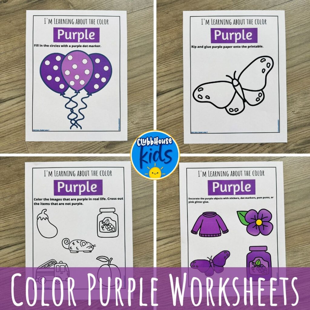 Color Purple Preschool Printables