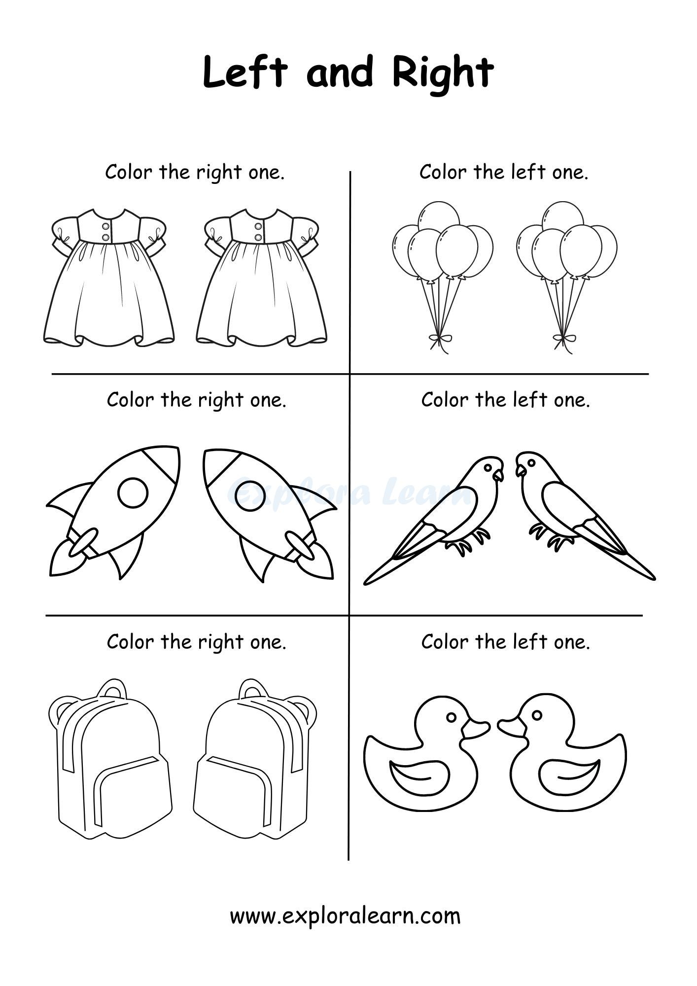 Left And Right Comparison Worksheets For Preschool And Kindergarten 2 To 6 Years Kids