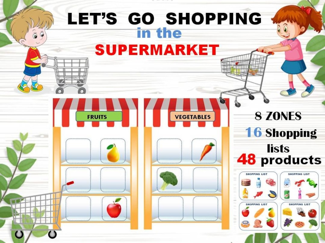 LET S GO SHOPPING In The Supermarket Busy Book Printable Game Preschool Worksheet Shopping Activity Binder Etsy