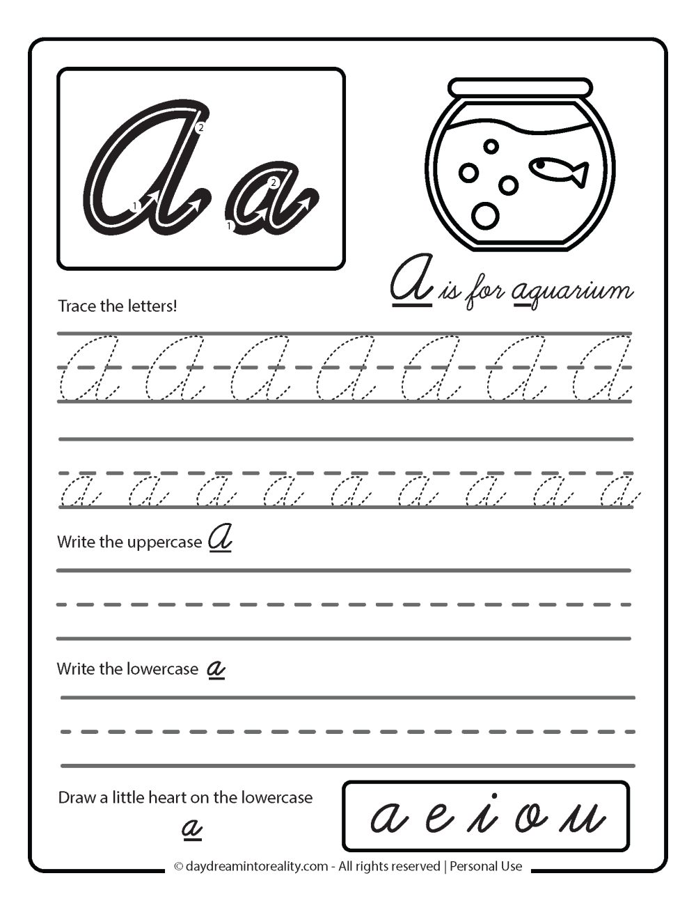 Letter A Worksheets 50 Free PDF Printables Daydream Into Reality