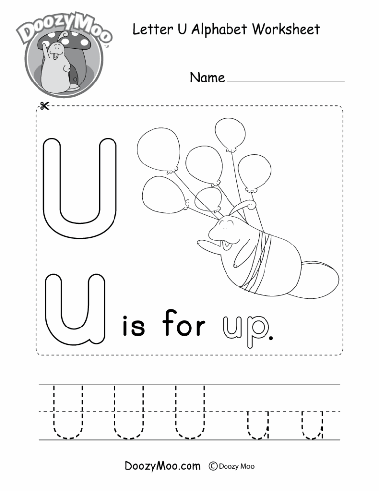 Letter U Alphabet Activity Worksheet Doozy Moo