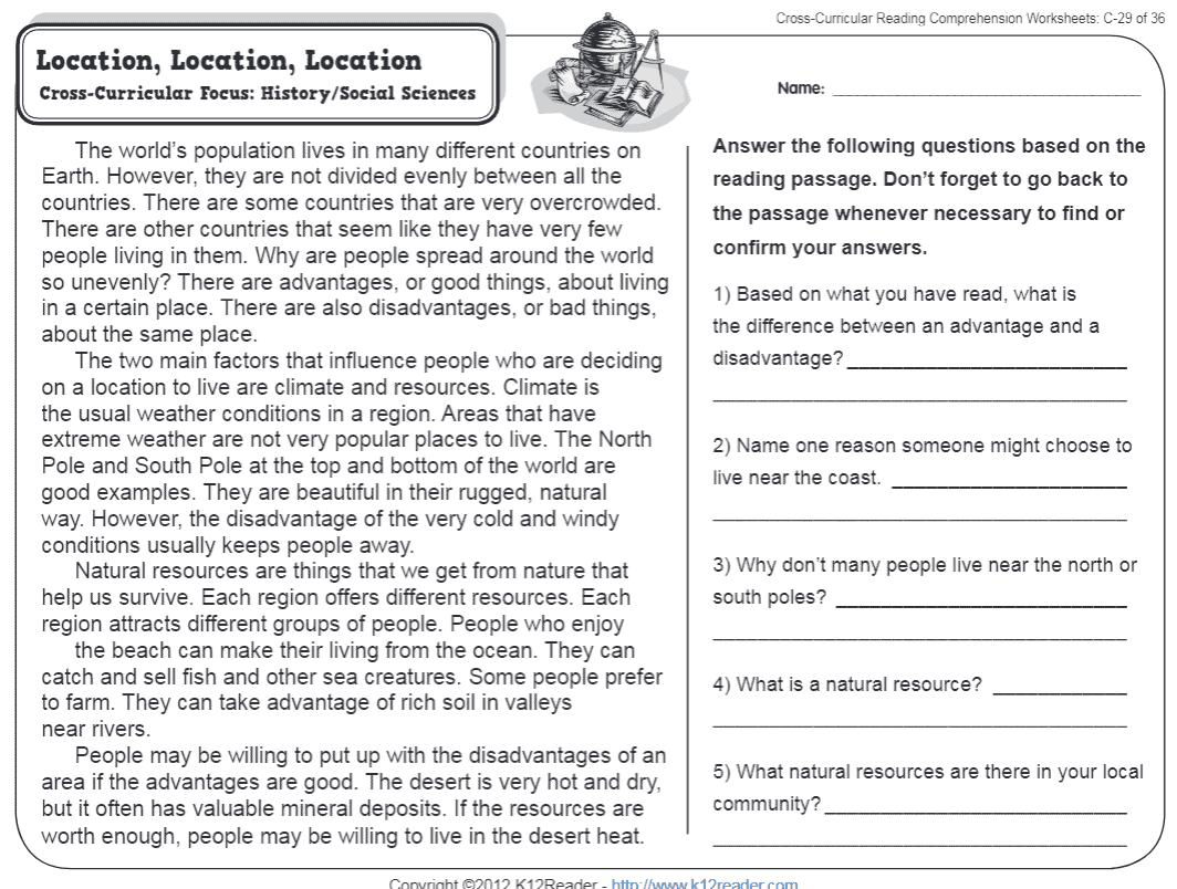 K12reader 3rd Grade Reading Comprehension Worksheets
