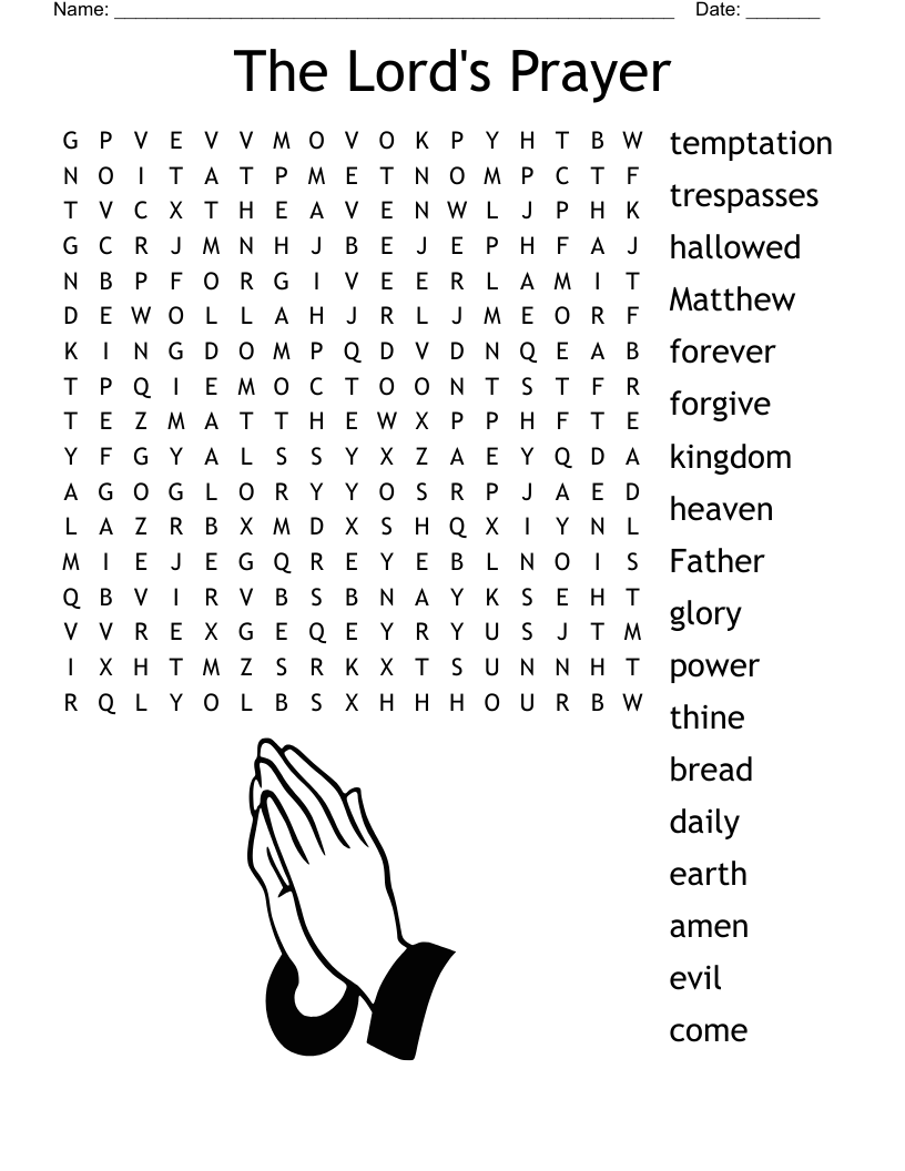 Free Printable Lords Prayer Worksheets
