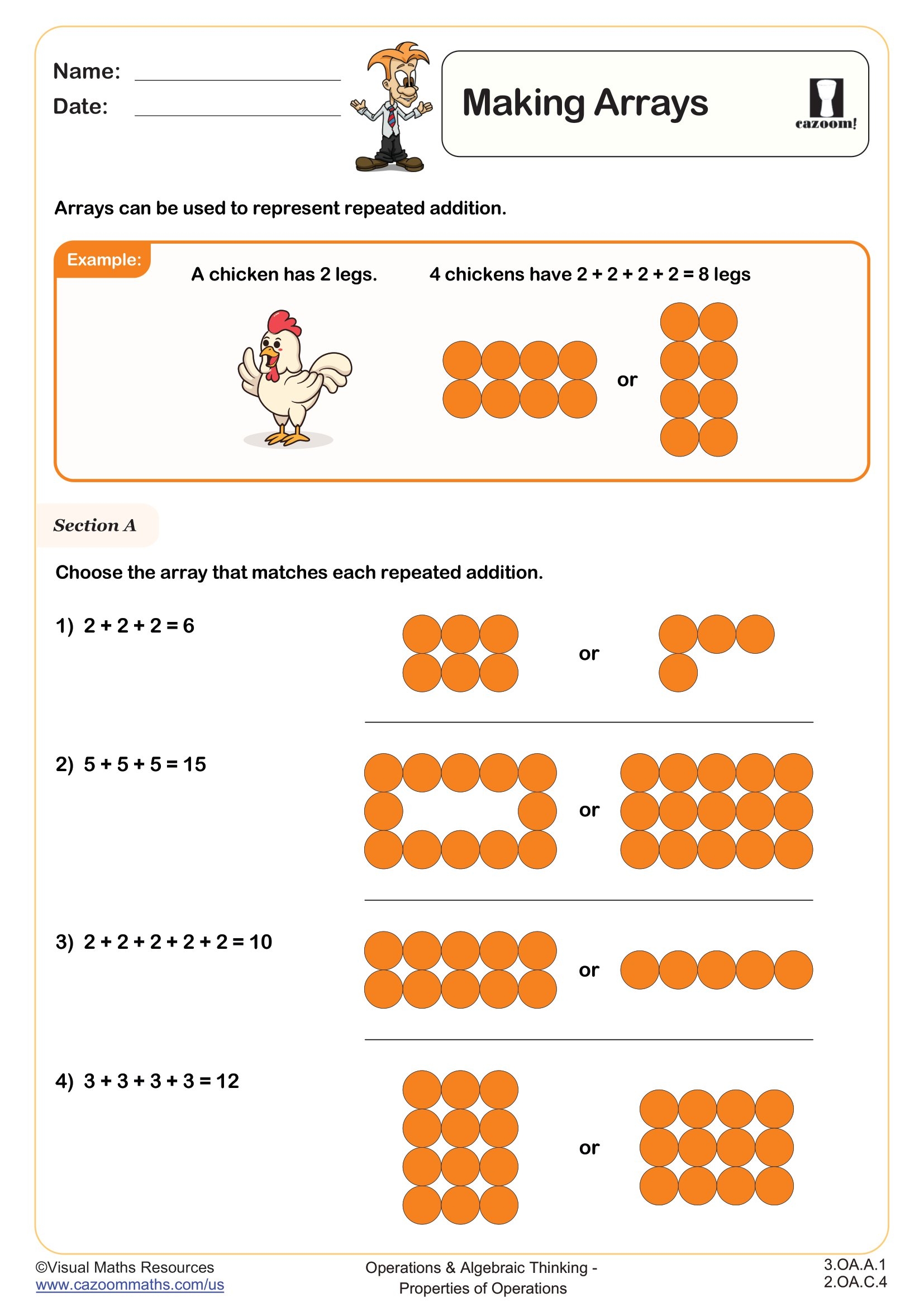 Array Math Worksheets Array Math Worksheets