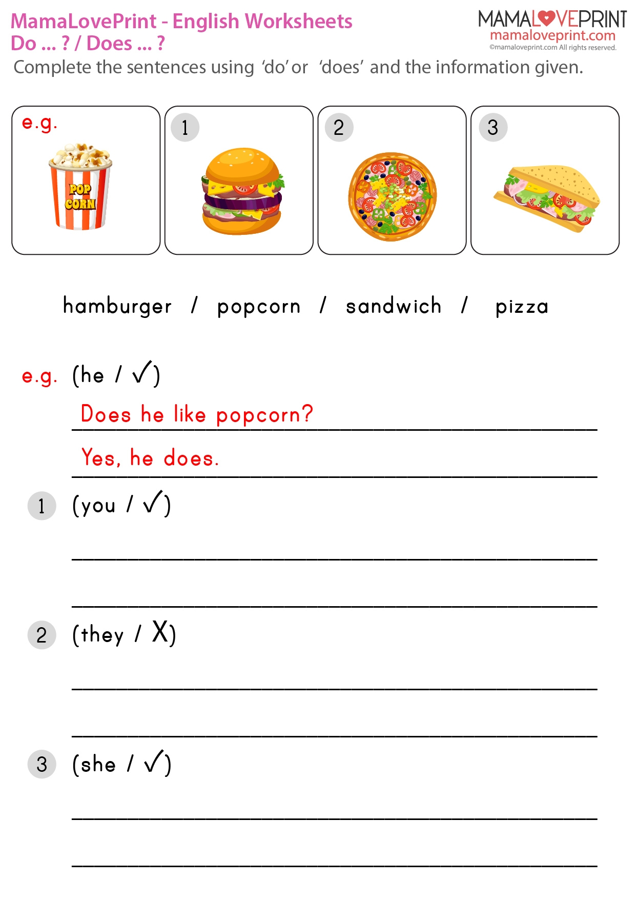 Free Printable Do And Does Worksheets