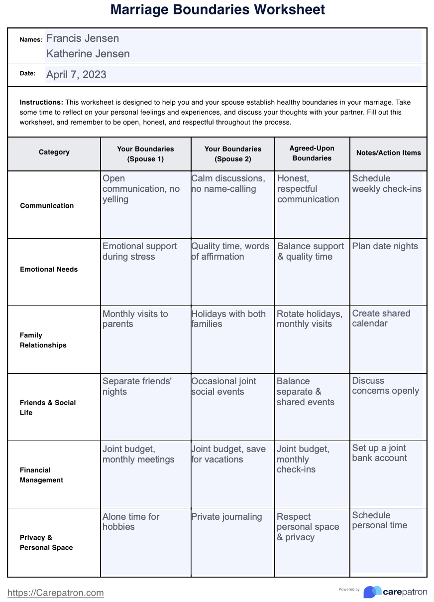 Free Printable Pre Marriage Counseling Worksheets