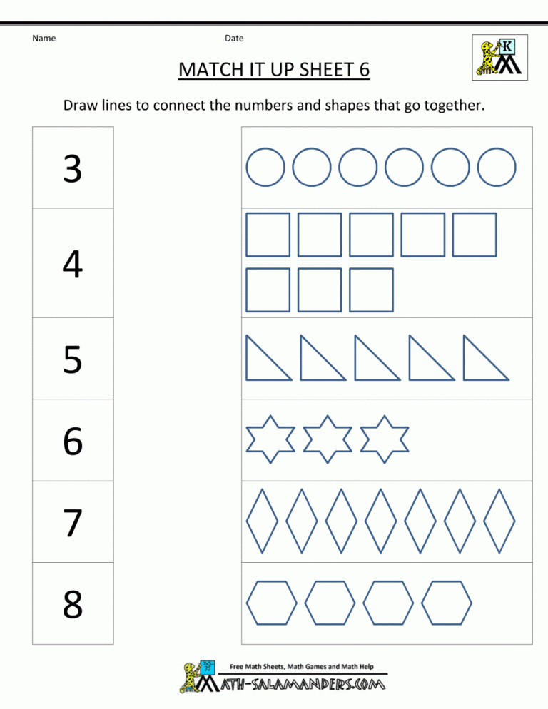 Math Worksheets Kindergarten