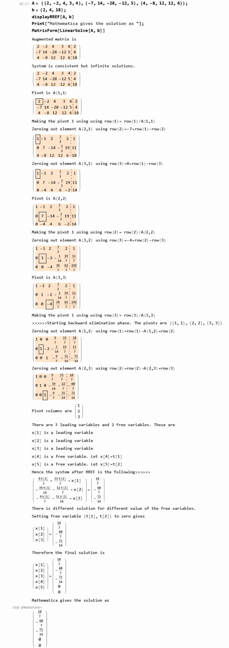 Matrix Find Elementary Matrices That Produce RREF Mathematica