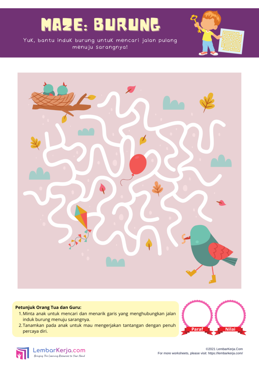 Maze Burung LembarKerja Com Maze Burung LembarKerja Com