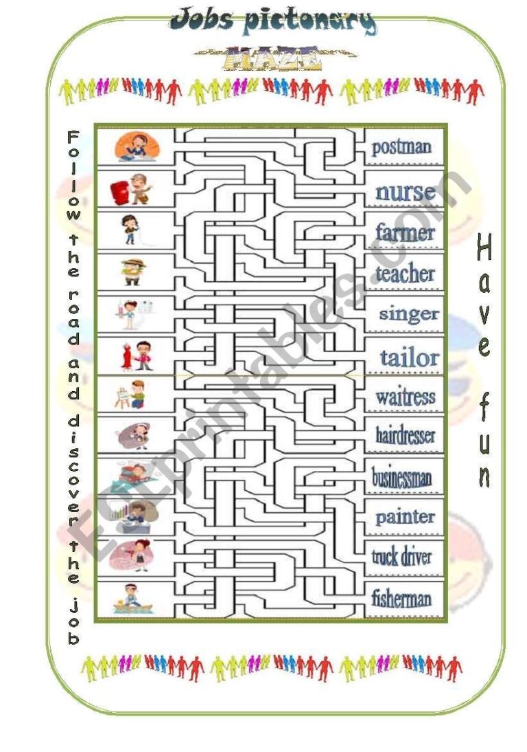 MAZE Jobs Pictonary ESL Worksheet By Marinaru