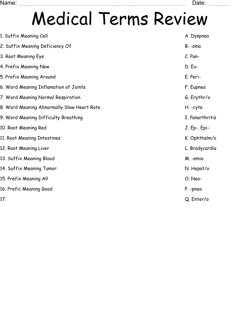 Medical Terms Review Worksheet WordMint Worksheets Library Medical Terms Review Worksheet WordMint Worksheets Library