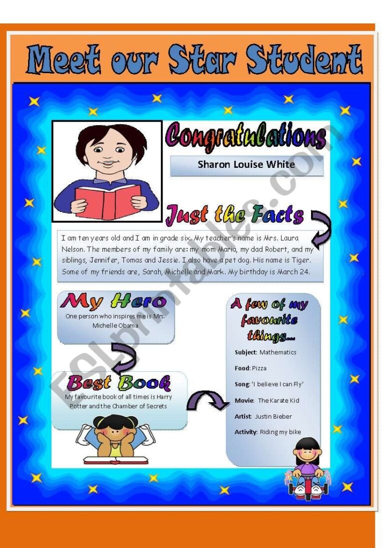 MEET OUR STAR STUDENT READING COMPREHENSION ESL Worksheet By Tech teacher