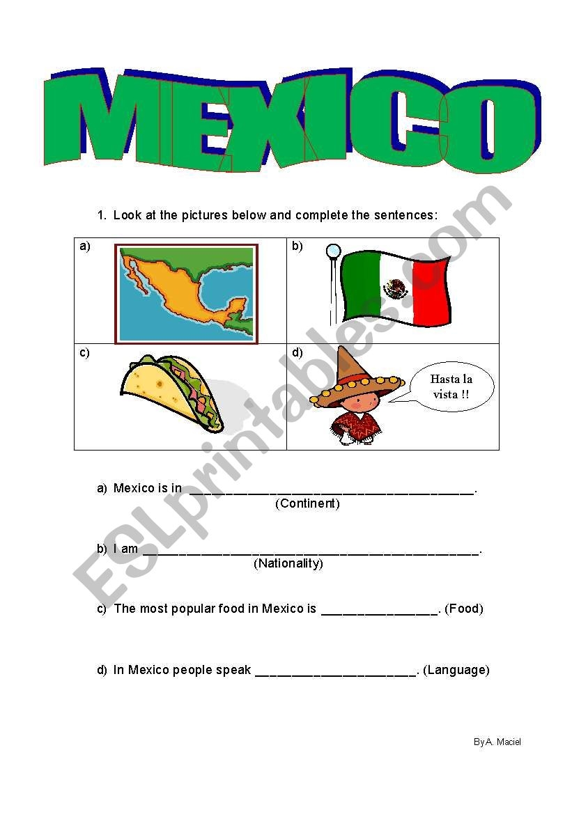 MEXICO Guided Writing ESL Worksheet By Alemaciel