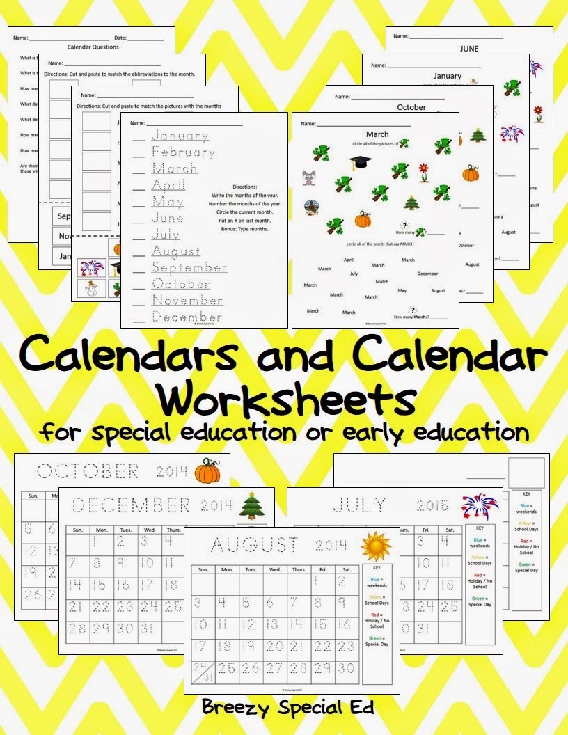 Monthly Calendar Worksheets August Freebies Breezy Special Ed Monthly Calendar Worksheets August Freebies Breezy Special Ed