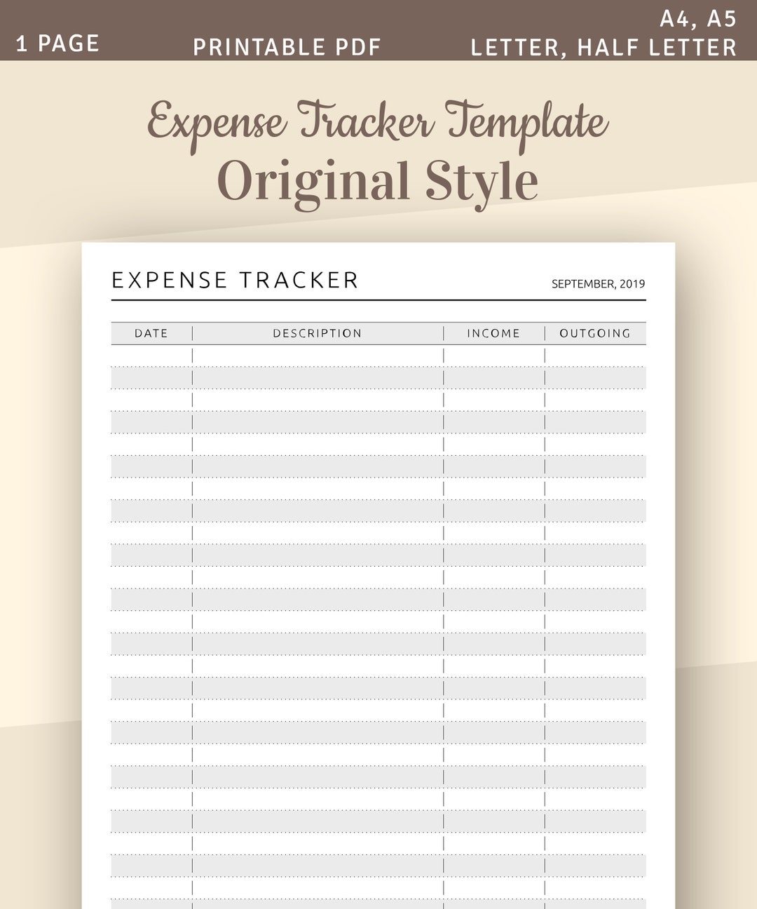 Monthly Expense Tracker Template Printable Monthly Budget Income Outgoing Budget Organizer A4 A5 Letter Half Letter Printable PDF Etsy