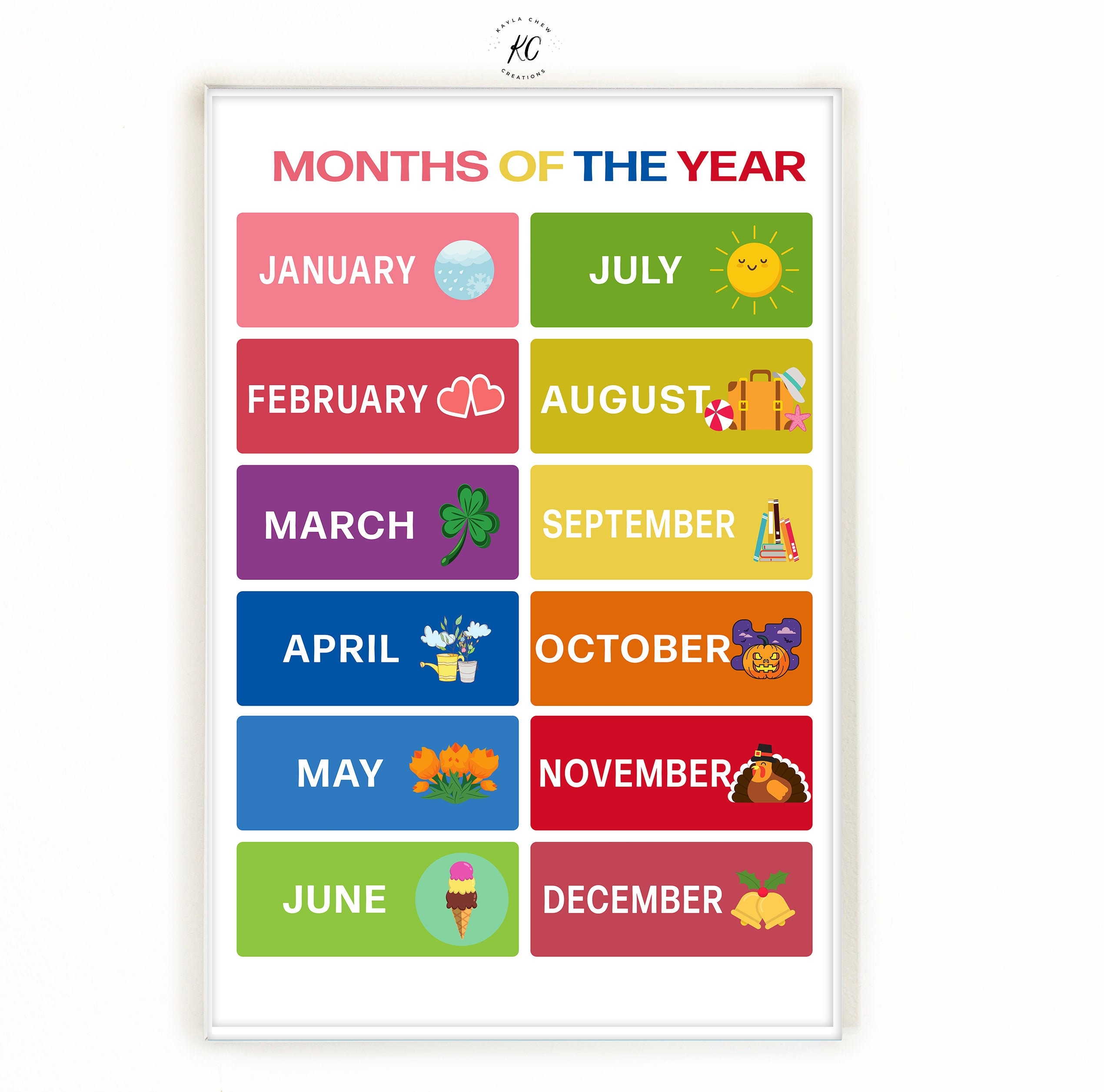 Months Of The Year Printable Poster Nursery Art Preschool Poster Worksheets Library Months Of The Year Printable Poster Nursery Art Preschool Poster Worksheets Library