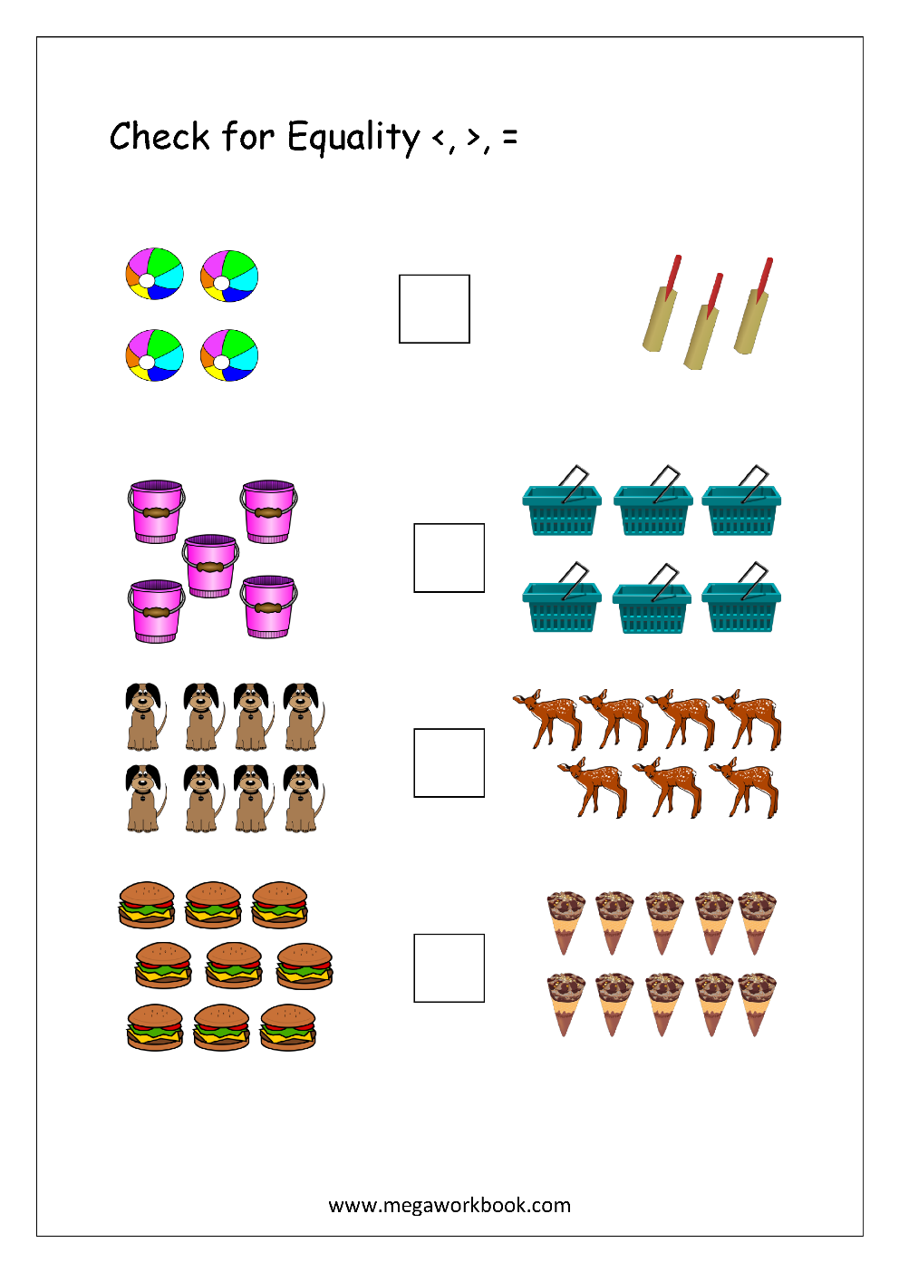 Kindergarten Math Worksheets Greater Than